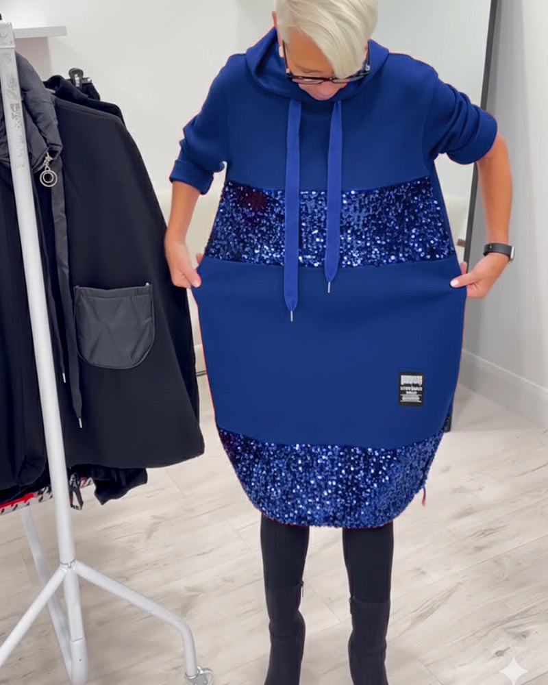 Loravynna | Trendy Patchwork Hooded Dress