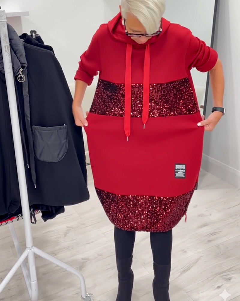 Loravynna | Trendy Patchwork Hooded Dress