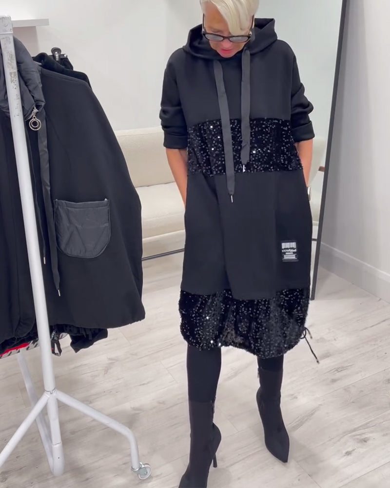Loravynna | Trendy Patchwork Hooded Dress