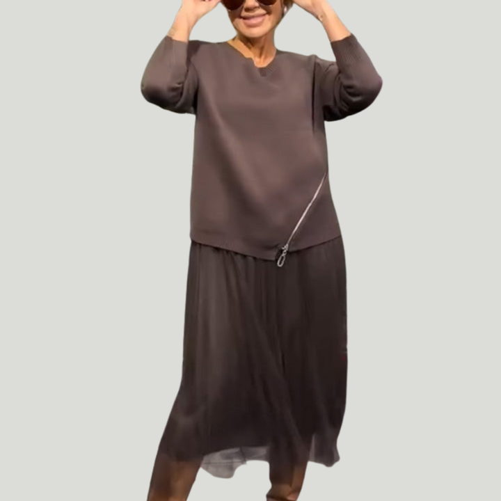 Ullé | Elegant Knit and Tulle Dress for Women