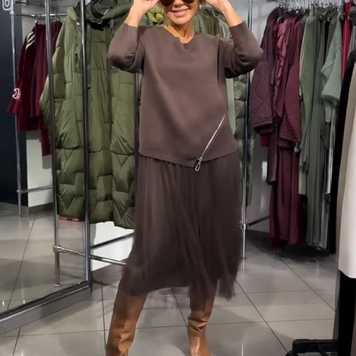 Ullé | Elegant Knit and Tulle Dress for Women